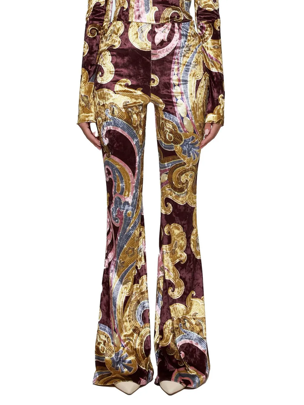 Paisley Printed Flared Trousers