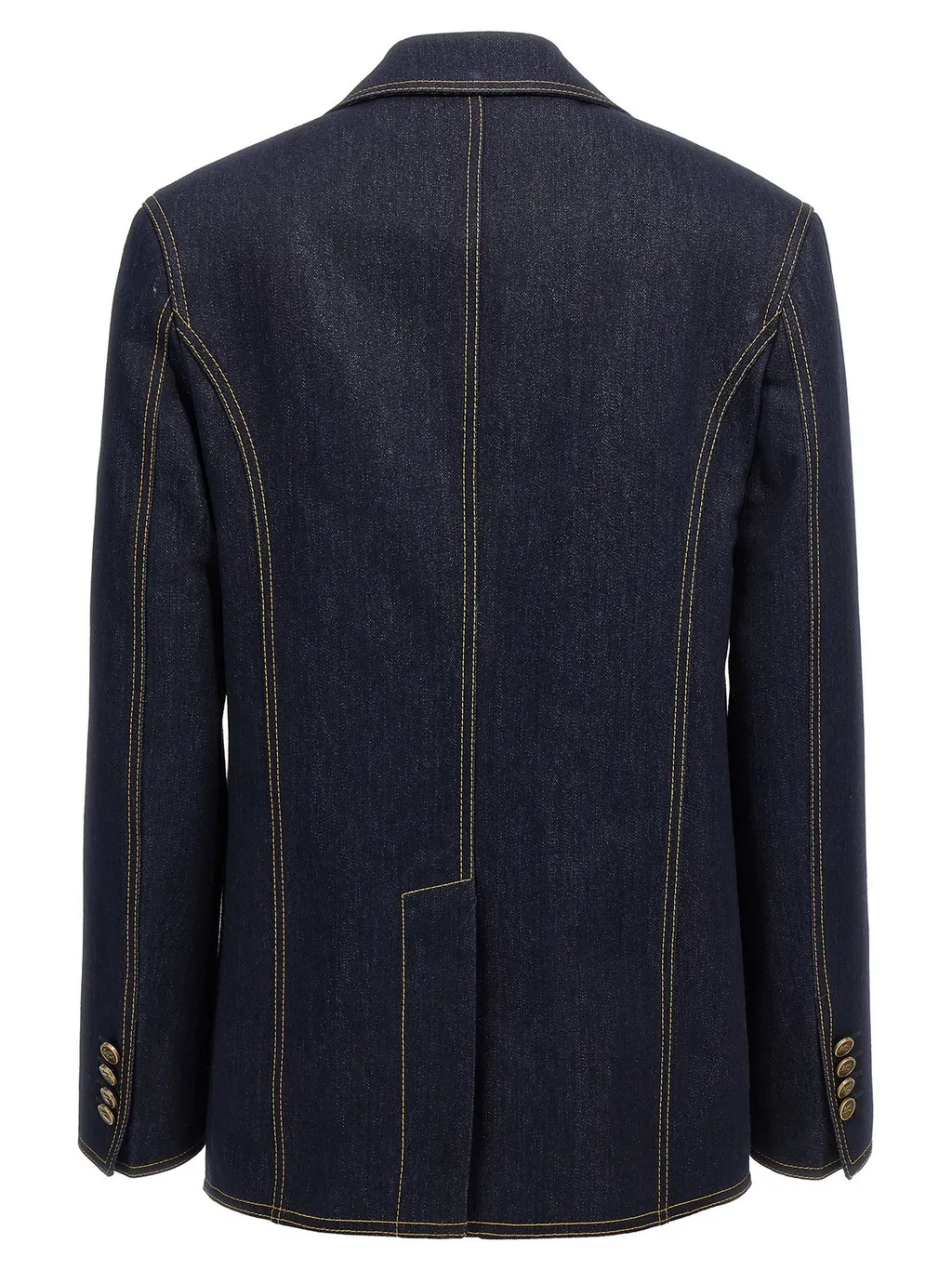 Single-Breasted Long-Sleeved Denim Blazer
