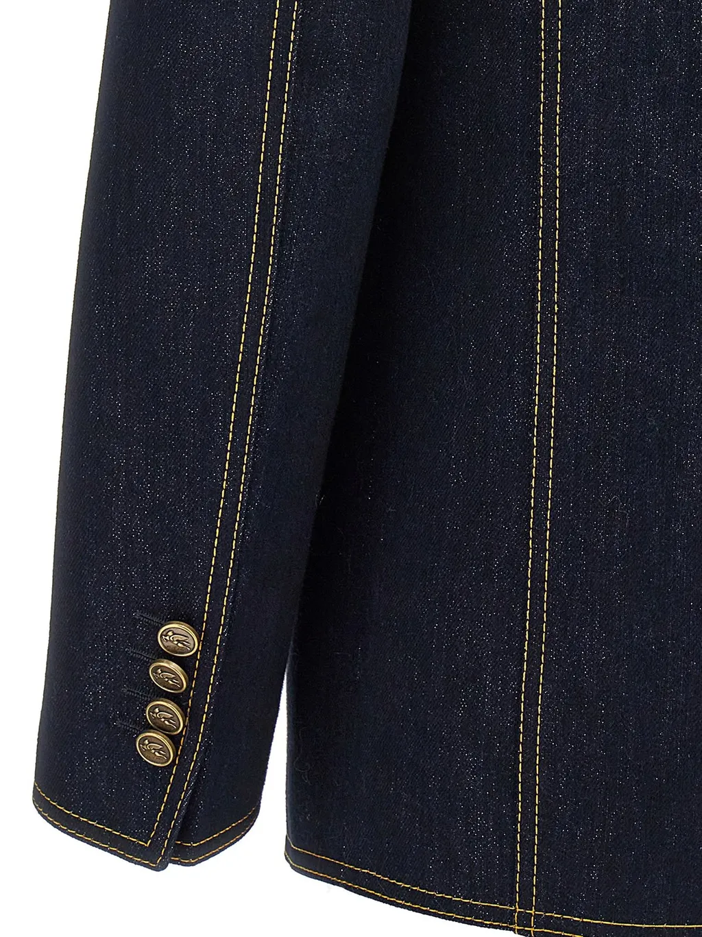 Single-Breasted Long-Sleeved Denim Blazer