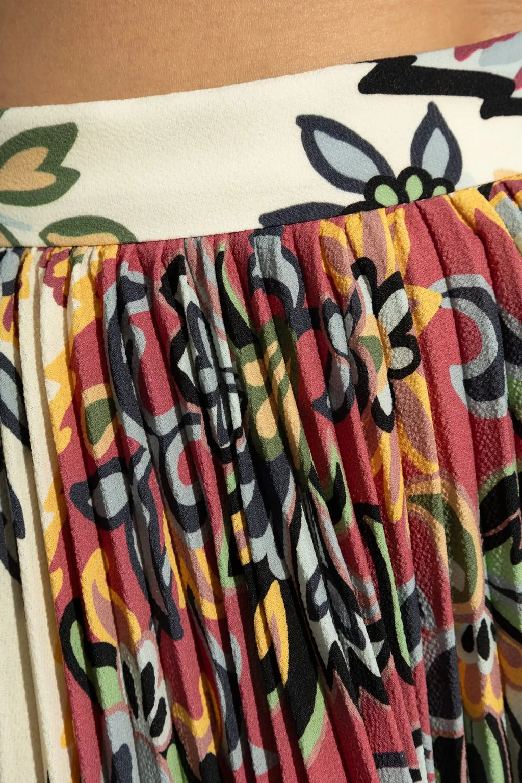Paisley Printed Fully Pleated Midi Skirt