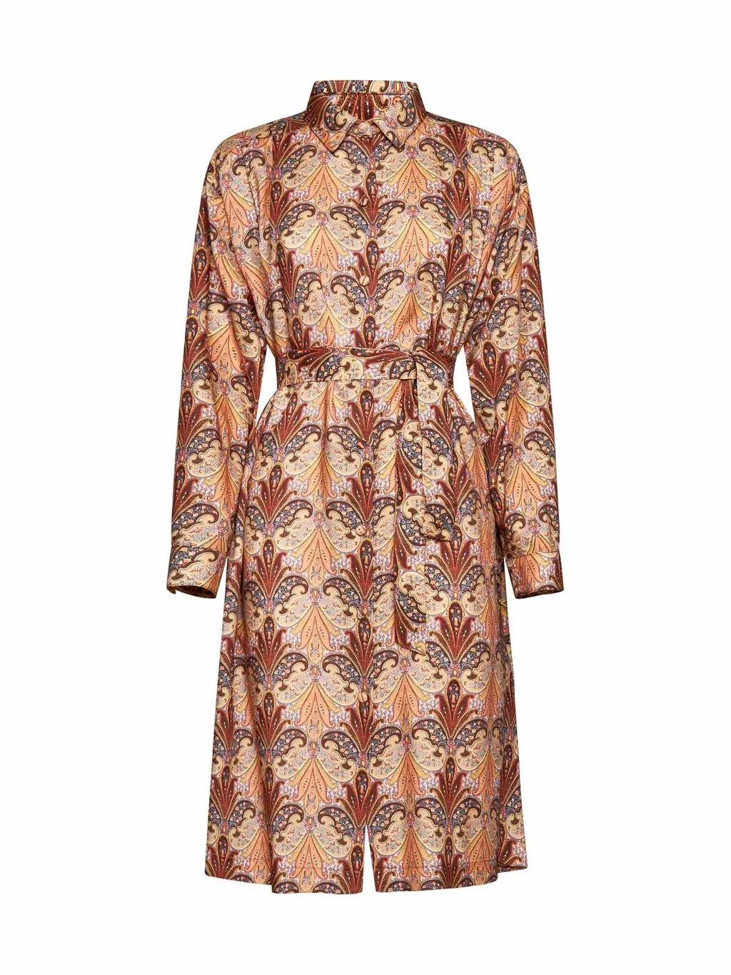 Paisley-Printed Long-Sleeved Shirt Dress