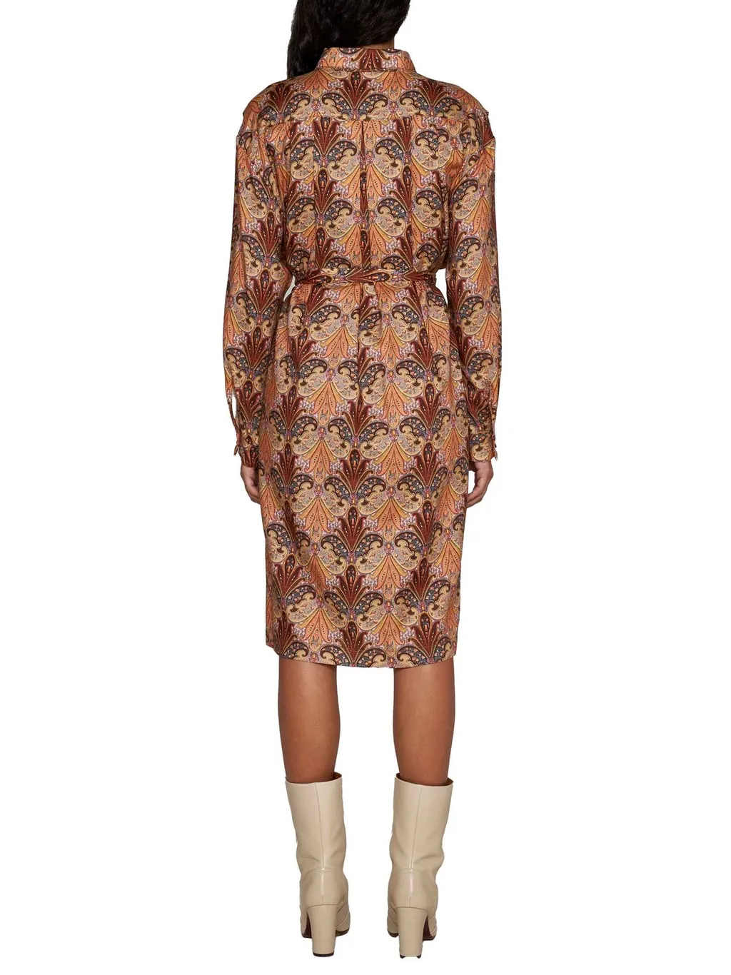 Paisley-Printed Long-Sleeved Shirt Dress