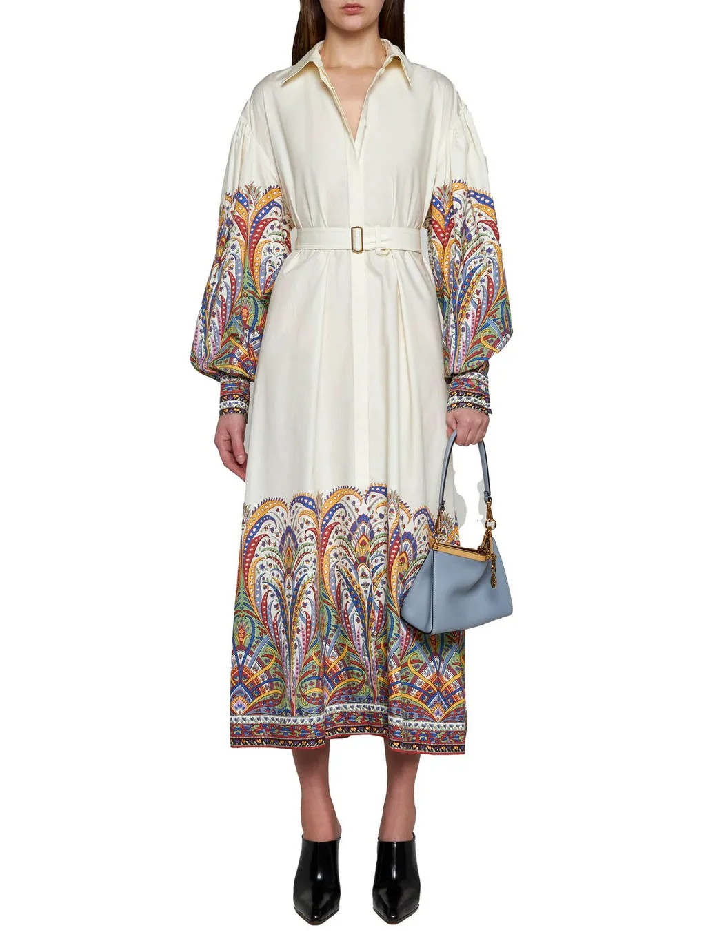 Paisley Printed Belted Shirt Dress
