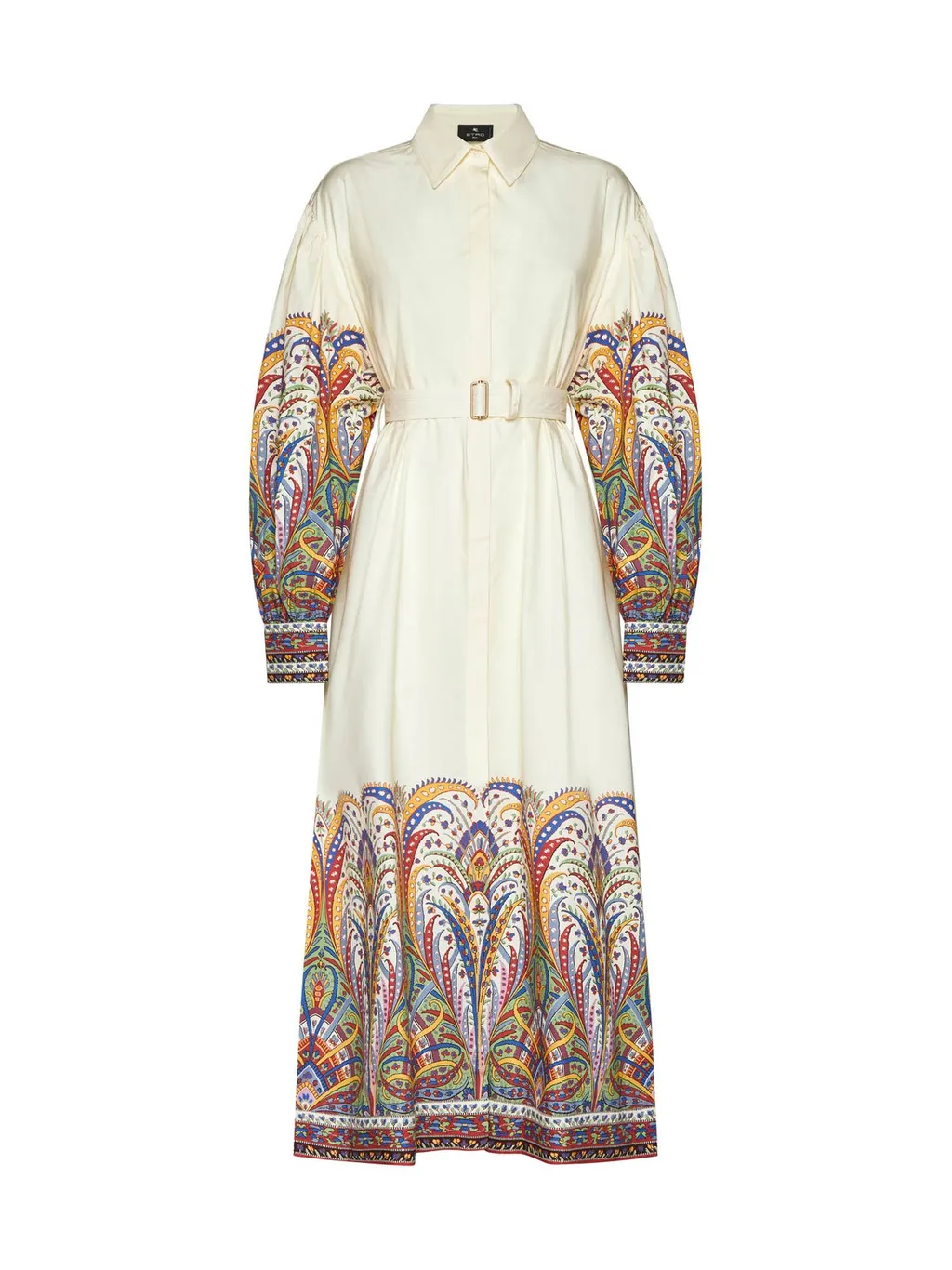 Paisley Printed Belted Shirt Dress