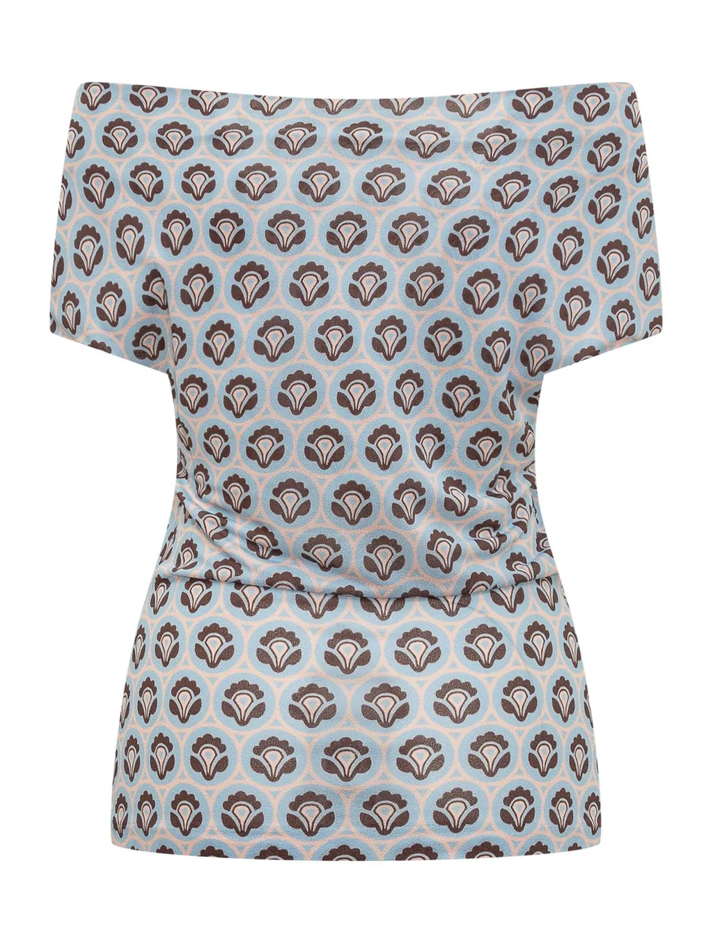 Pattern-Printed Off-Shoulder Asymmetric Top