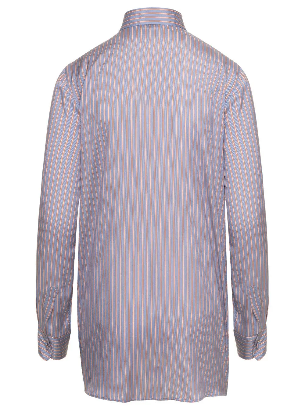 Striped Logo Embroidered Button-Up Shirt