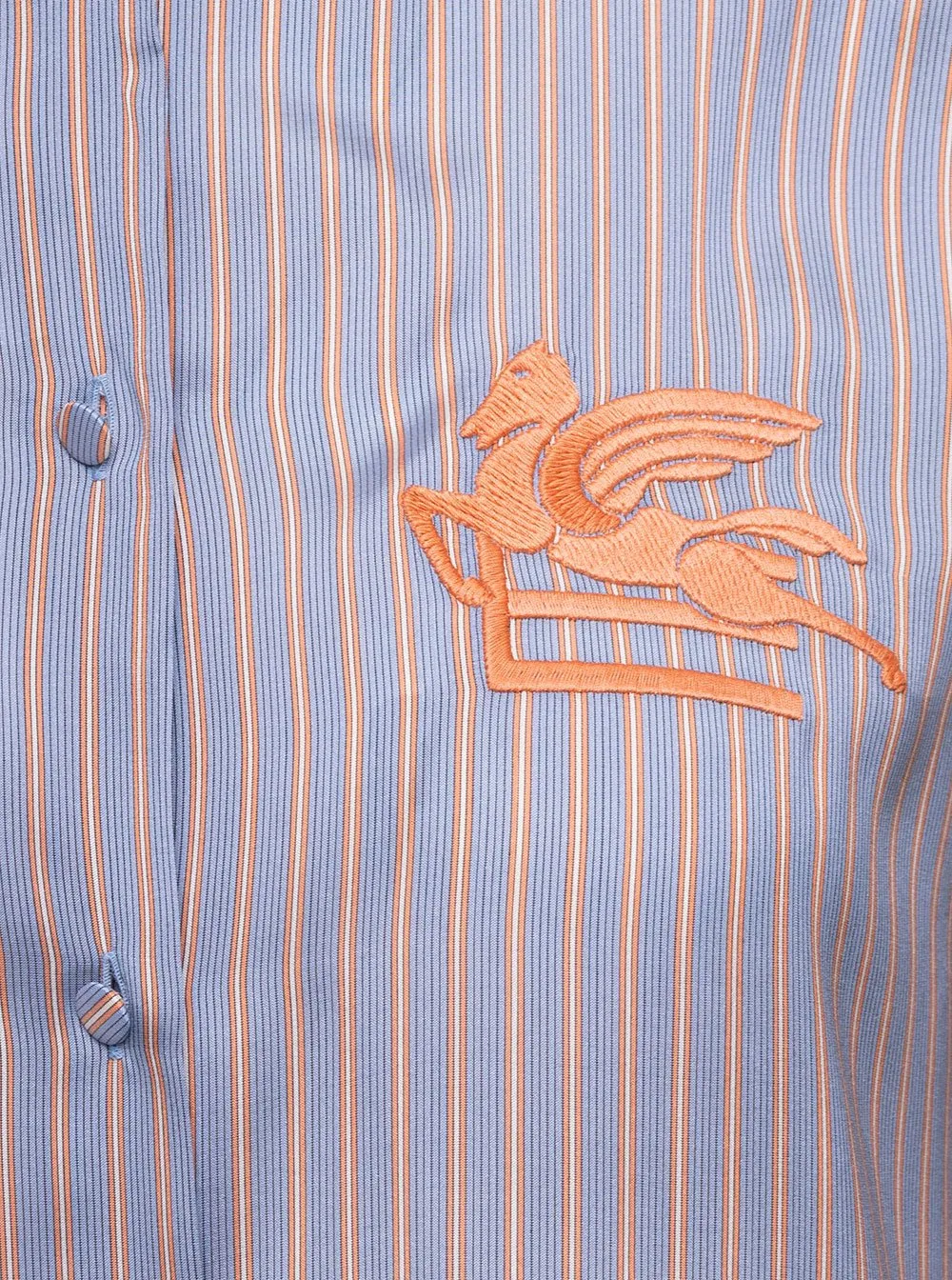 Striped Logo Embroidered Button-Up Shirt