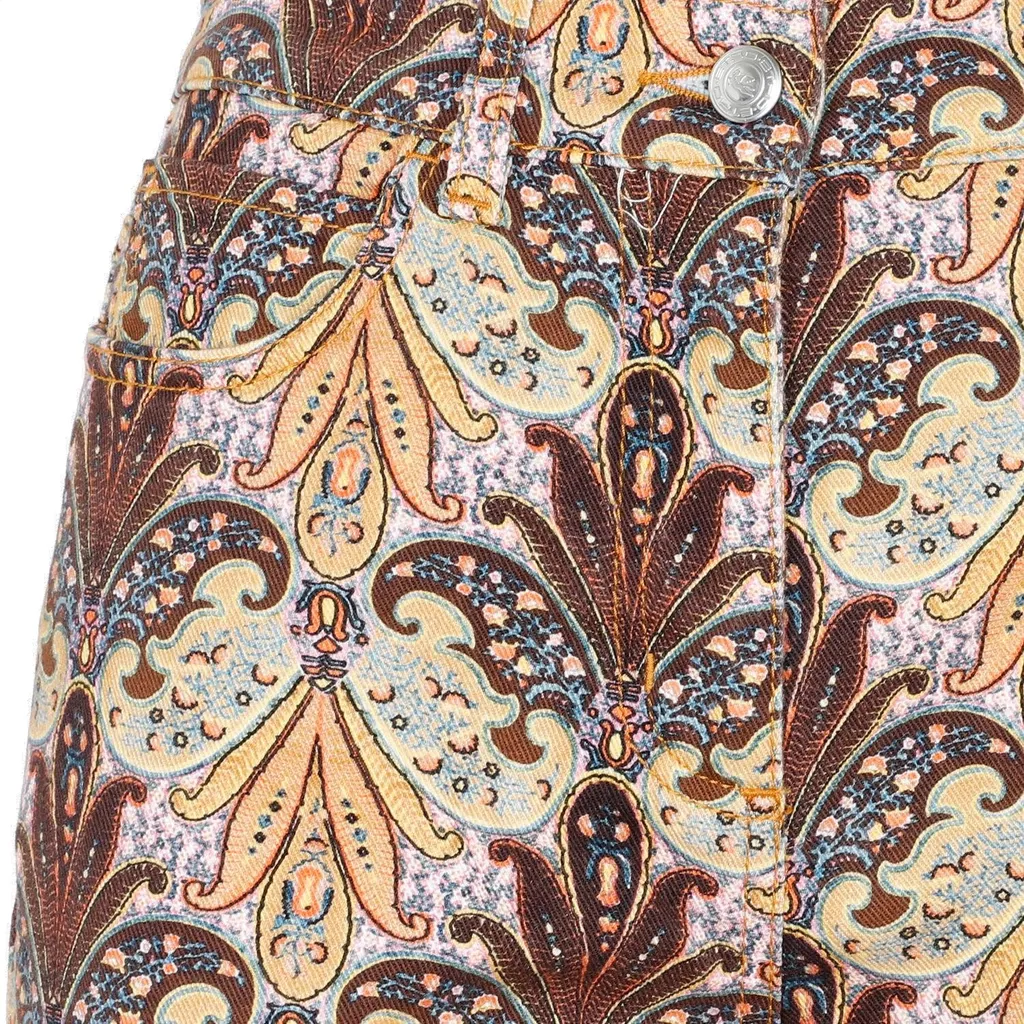 Paisley-Printed Flared Leg Jeans