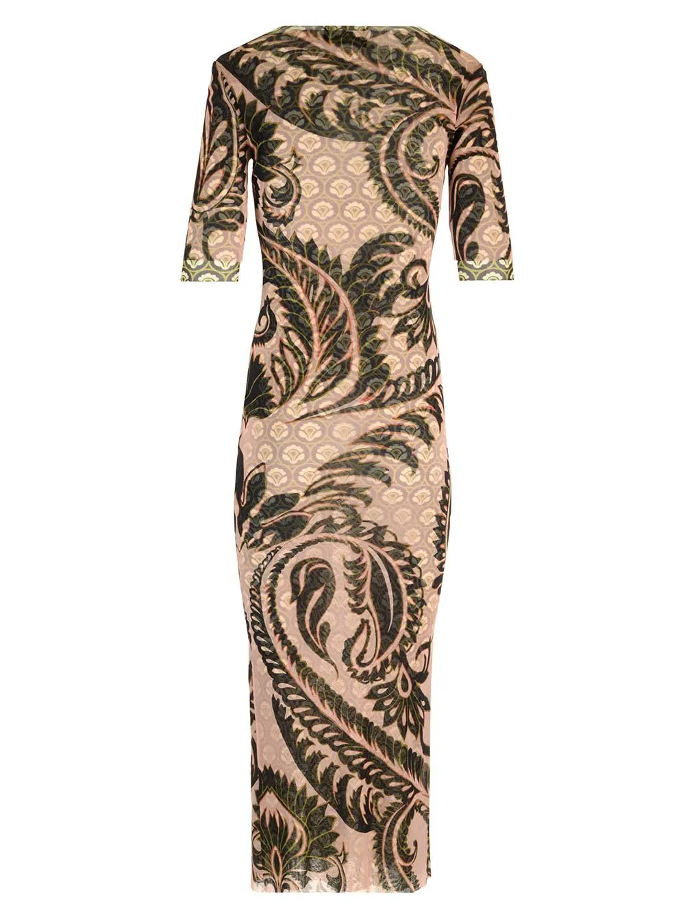 Paisley Print V-Neck Tulle Maxi Dress