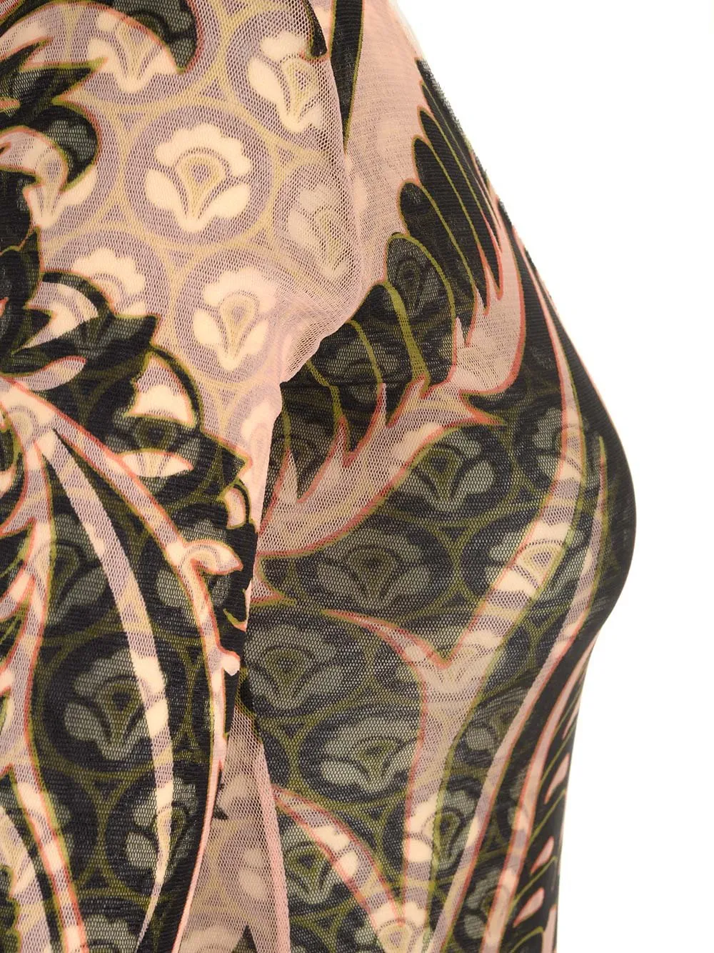 Paisley Print V-Neck Tulle Maxi Dress