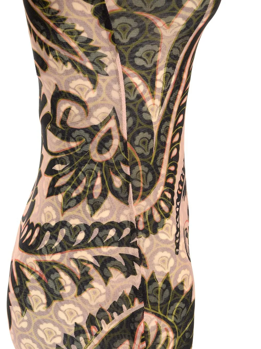 Paisley Print V-Neck Tulle Maxi Dress