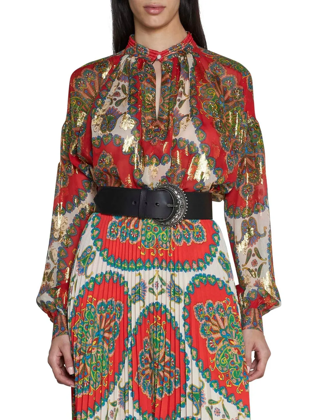 Paisley Pattern Long-Sleeved Blouse