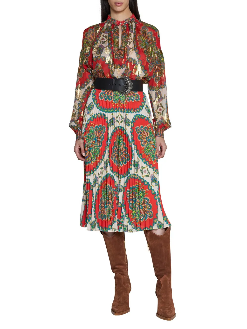 Paisley Pattern Long-Sleeved Blouse