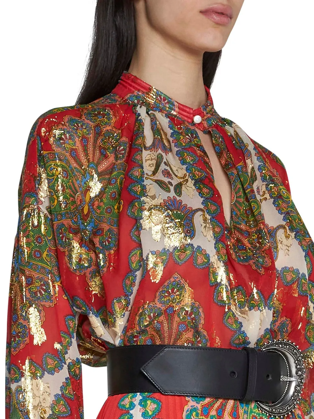 Paisley Pattern Long-Sleeved Blouse