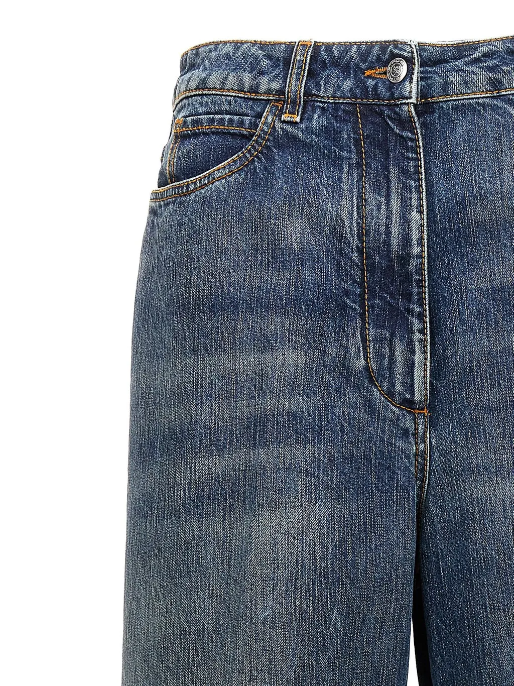 Logo Embroidered Wide-Leg Jeans