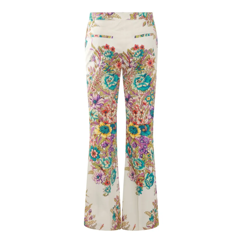 Floral-Printed High Waist Flared Trousers