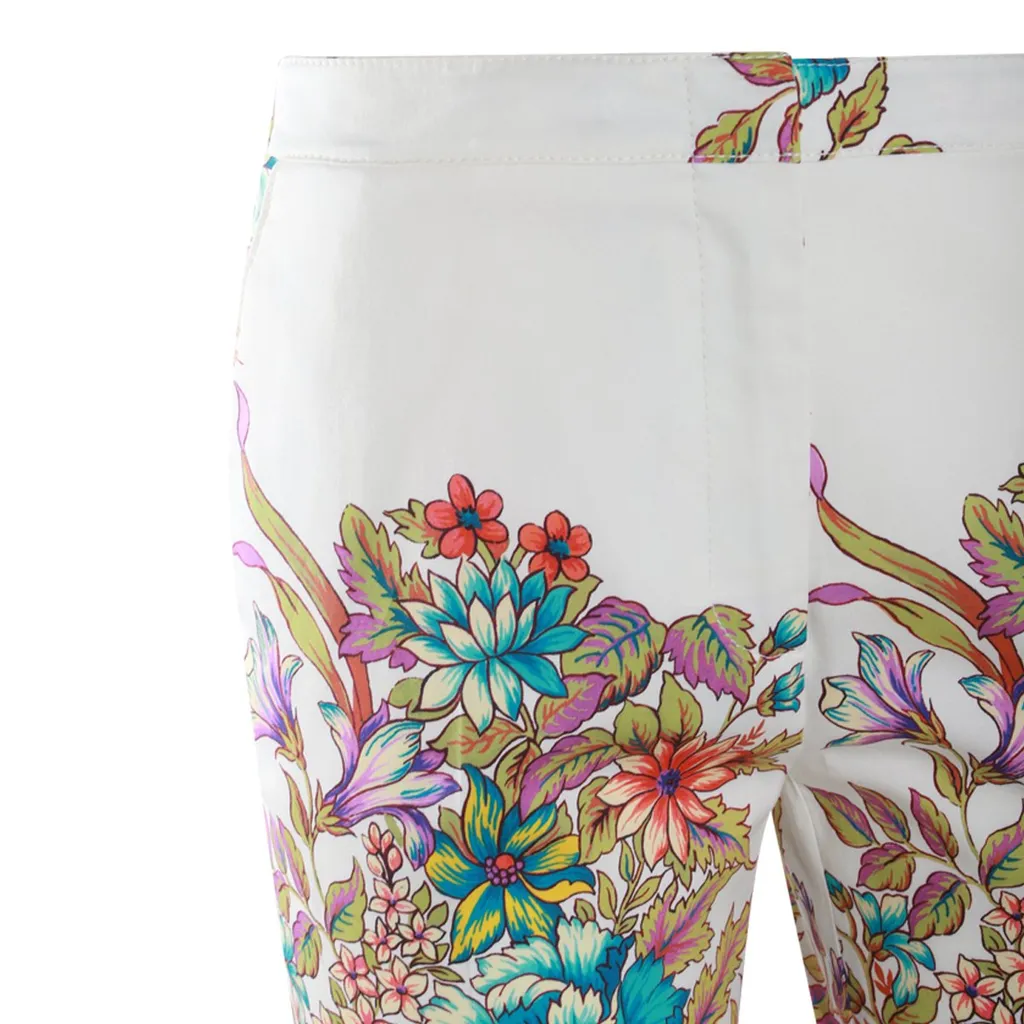 Floral-Printed High Waist Flared Trousers