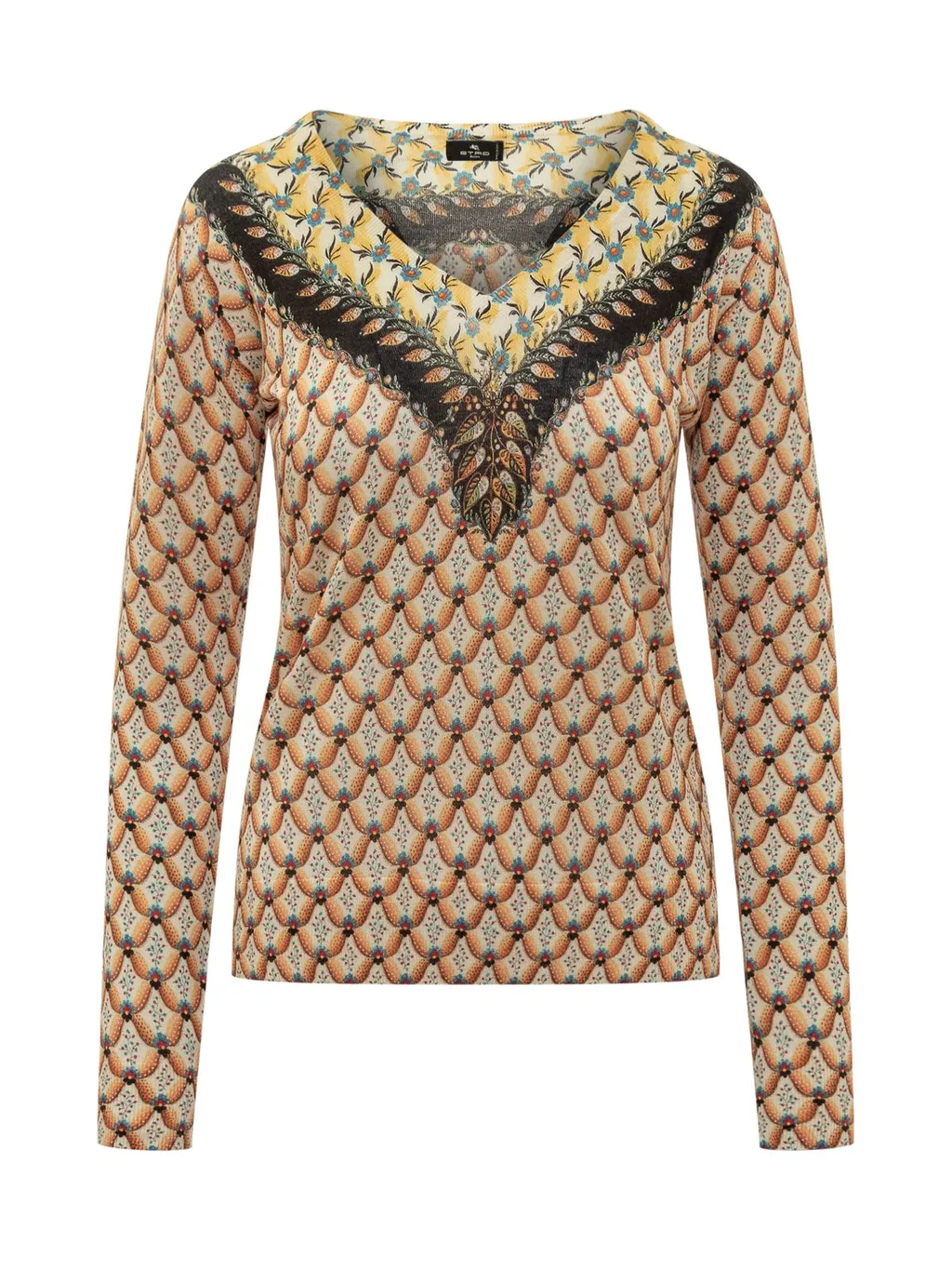 Floral-Printed Crewneck Knitted Top