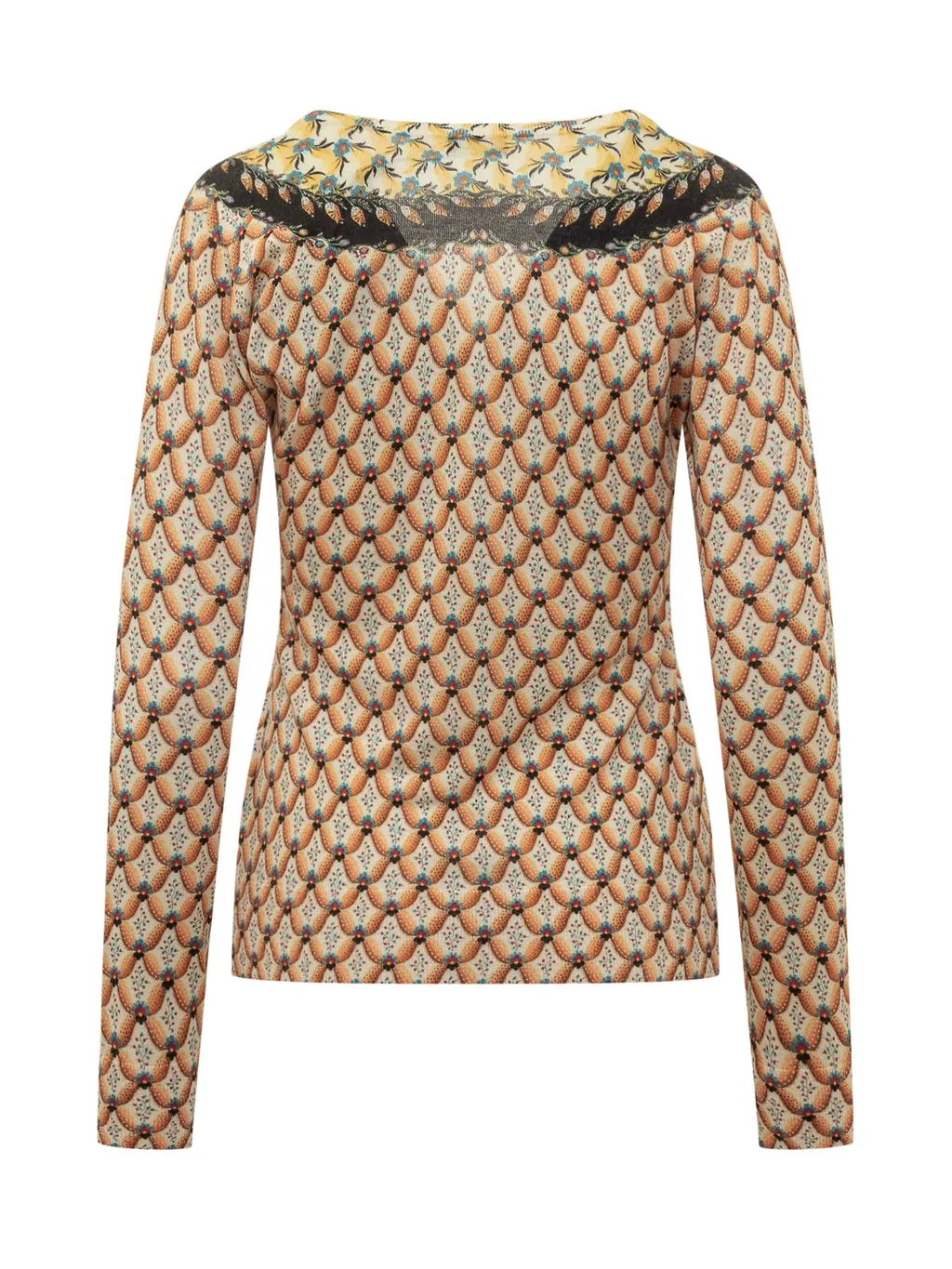 Floral-Printed Crewneck Knitted Top