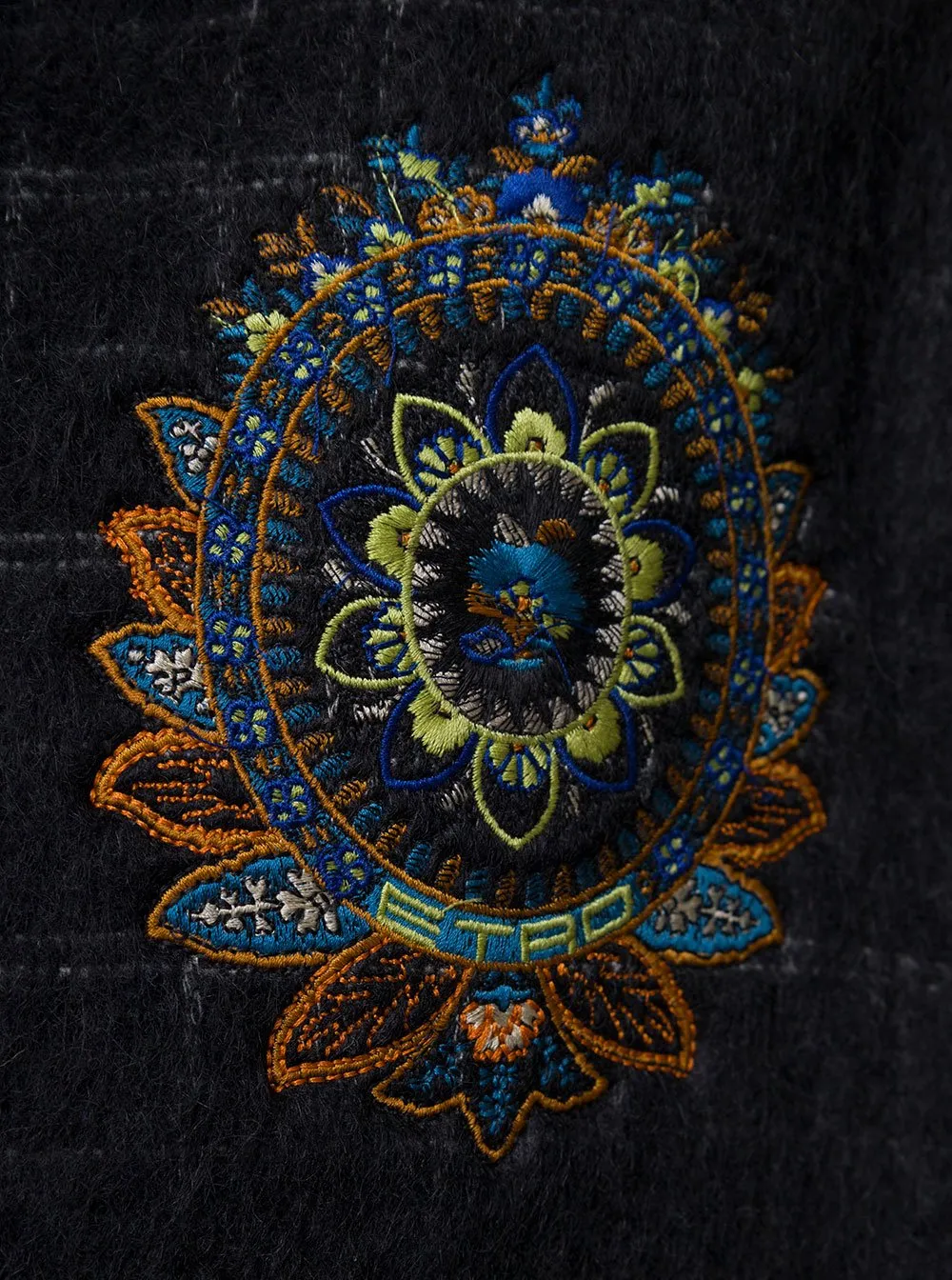 Floral Embroidered Checked Coat