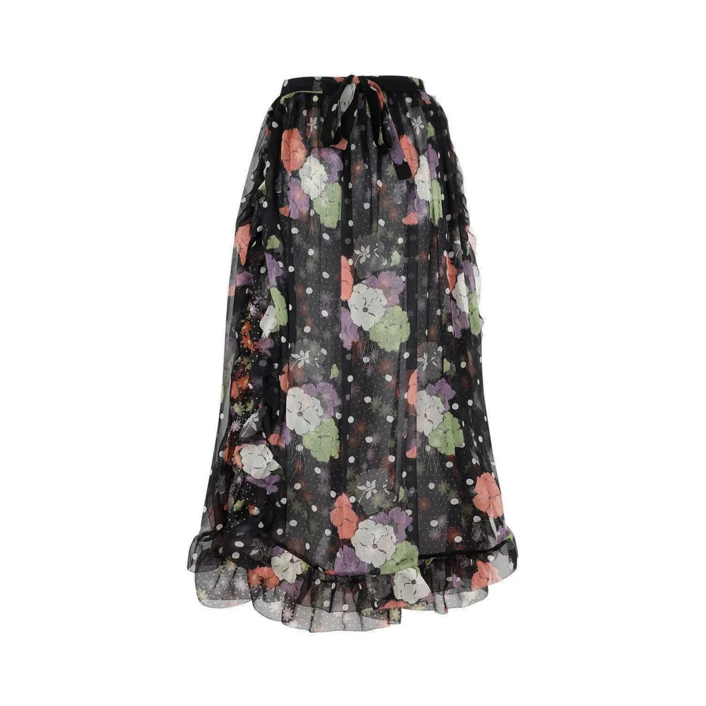Floral Printed Flared Midi Skirt