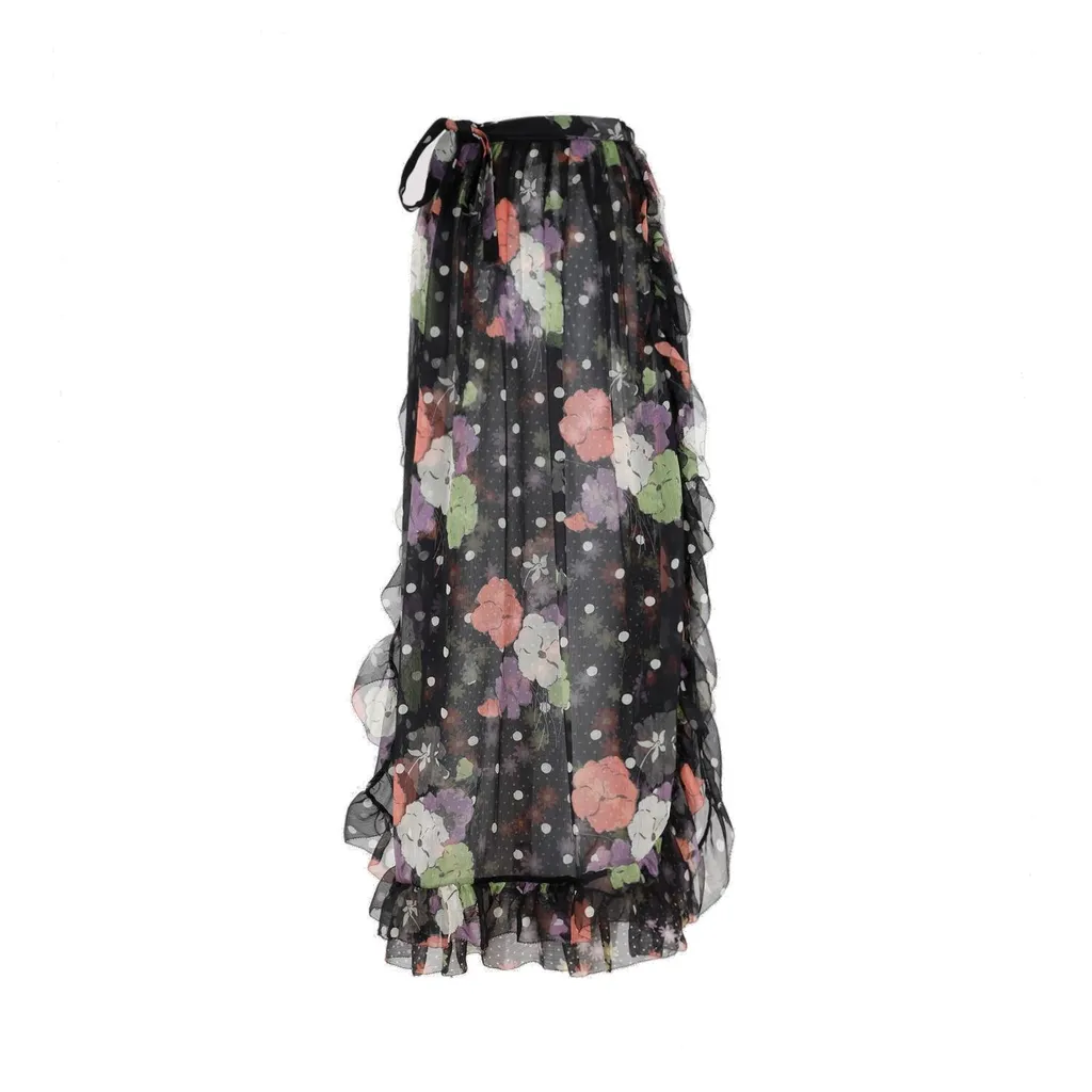 Floral Printed Flared Midi Skirt