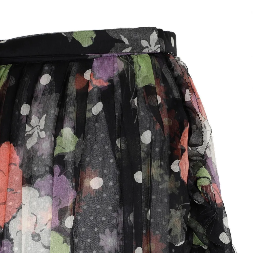 Floral Printed Flared Midi Skirt