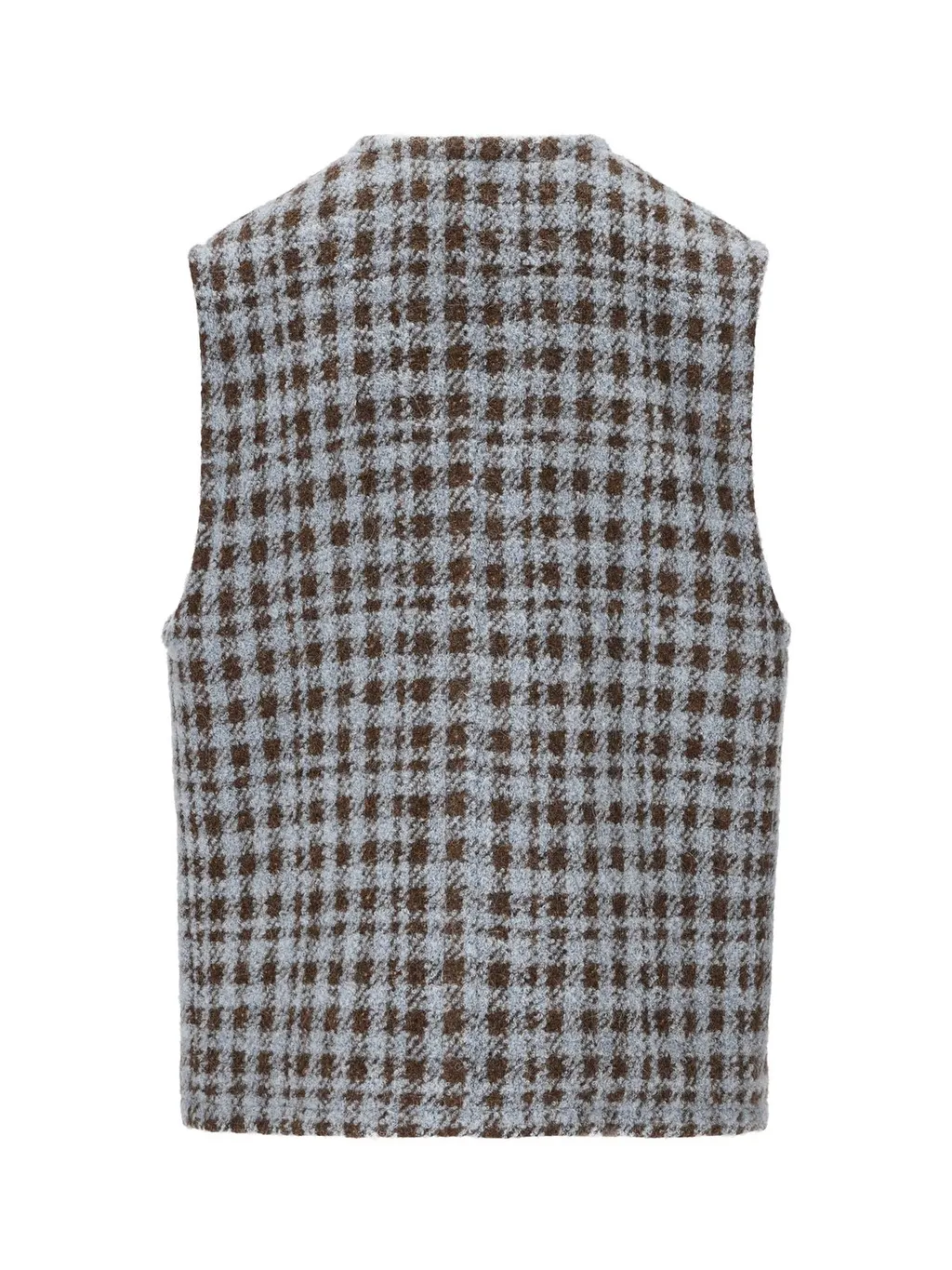 Houndstooth Embroidered U-Neck Gilet