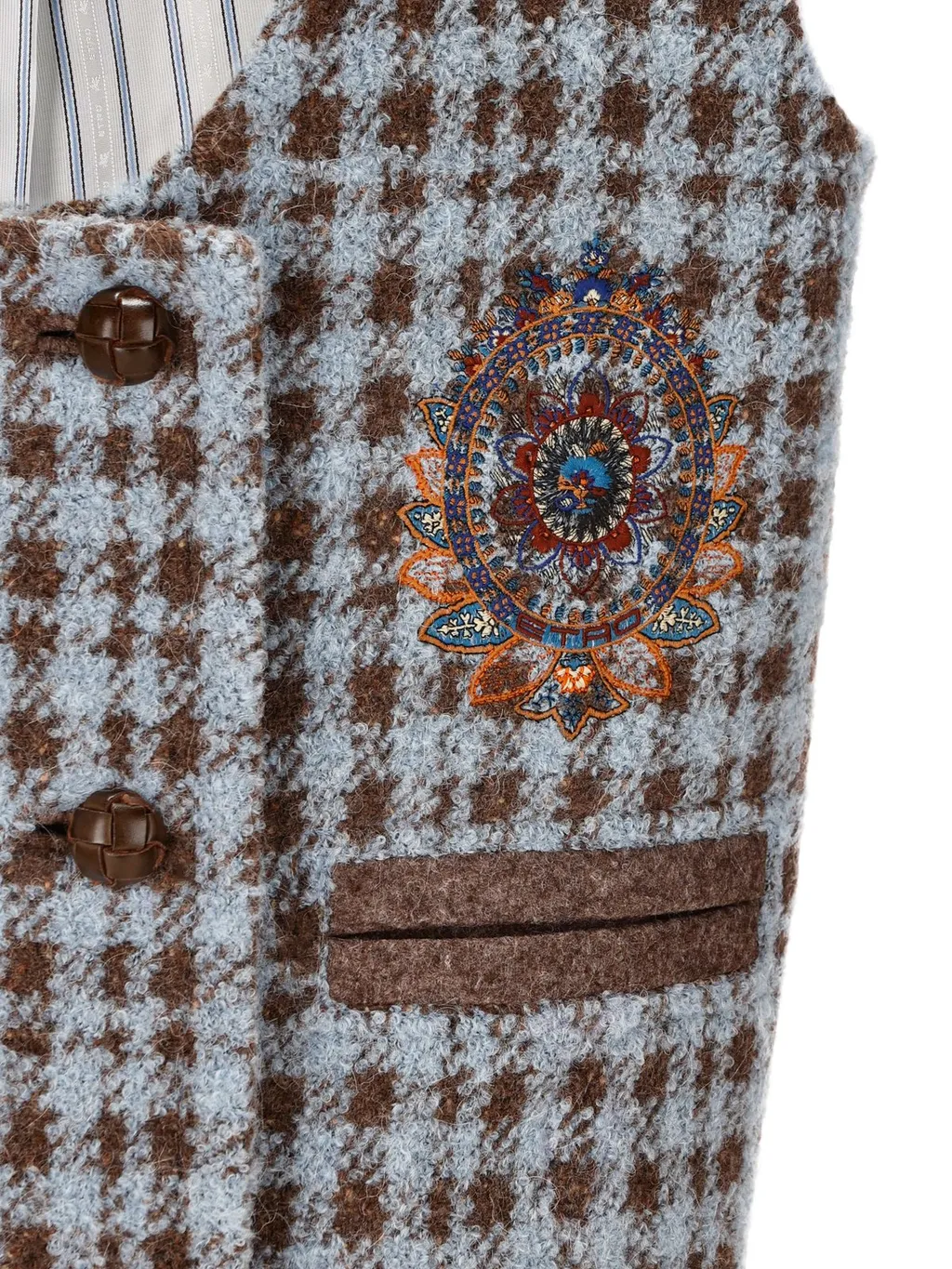 Houndstooth Embroidered U-Neck Gilet