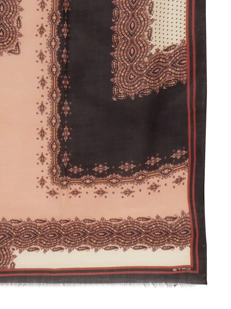 Paisley Printed Frayed Hem Scarf