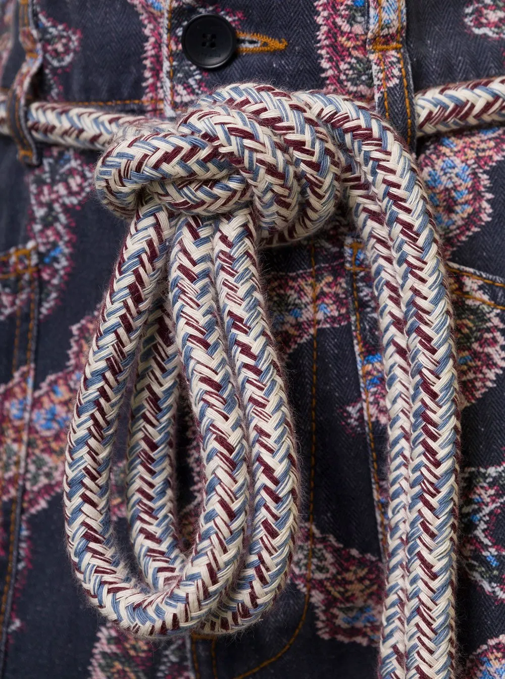 Paisley Tied-Waist Denim Trousers