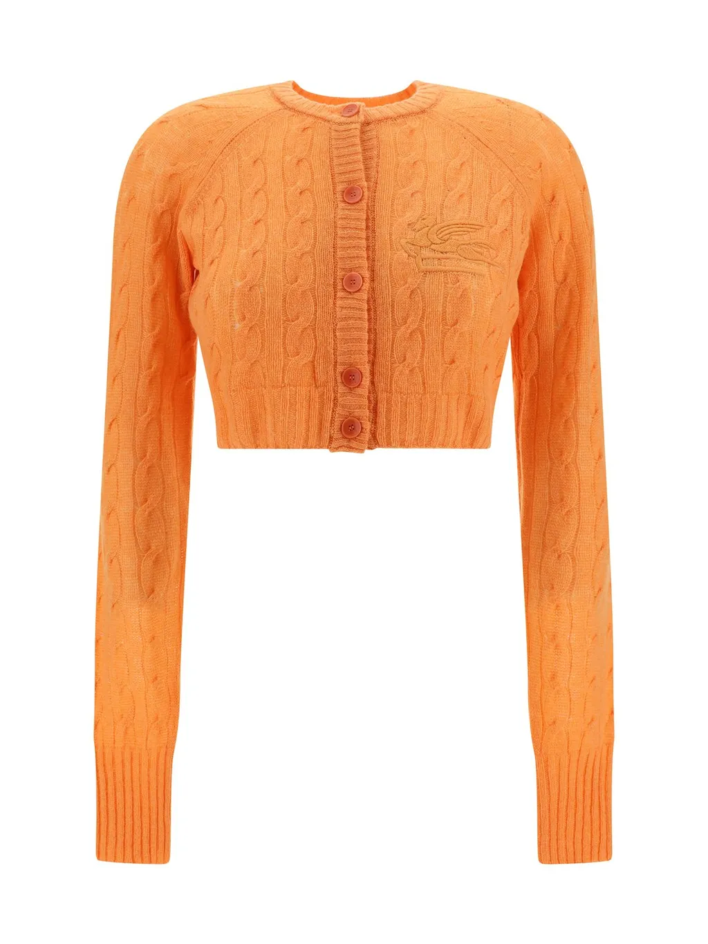 Logo-Embroidered Cropped Knitted Cardigan