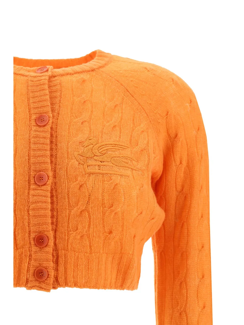 Logo-Embroidered Cropped Knitted Cardigan