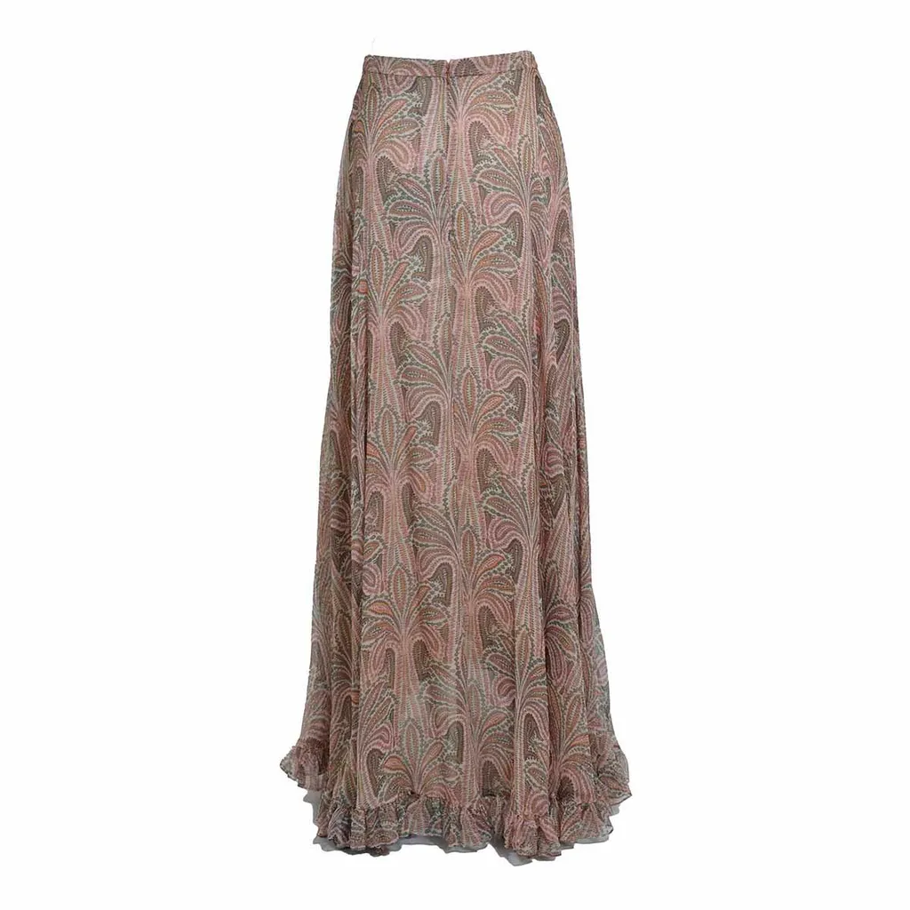 All-Over Palm Tree Printed Maxi Skirt