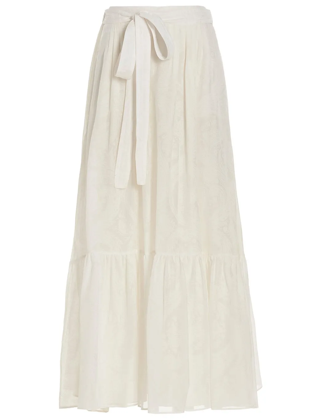 Paisley Print Bow Detailed Long Skirt