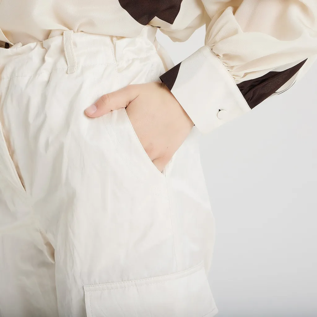 Metallic Effect Cargo Pants