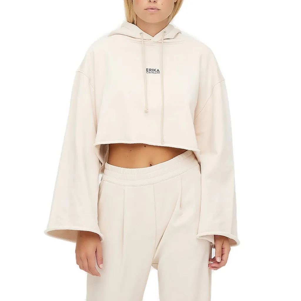 Logo Printed Cropped Hoodie