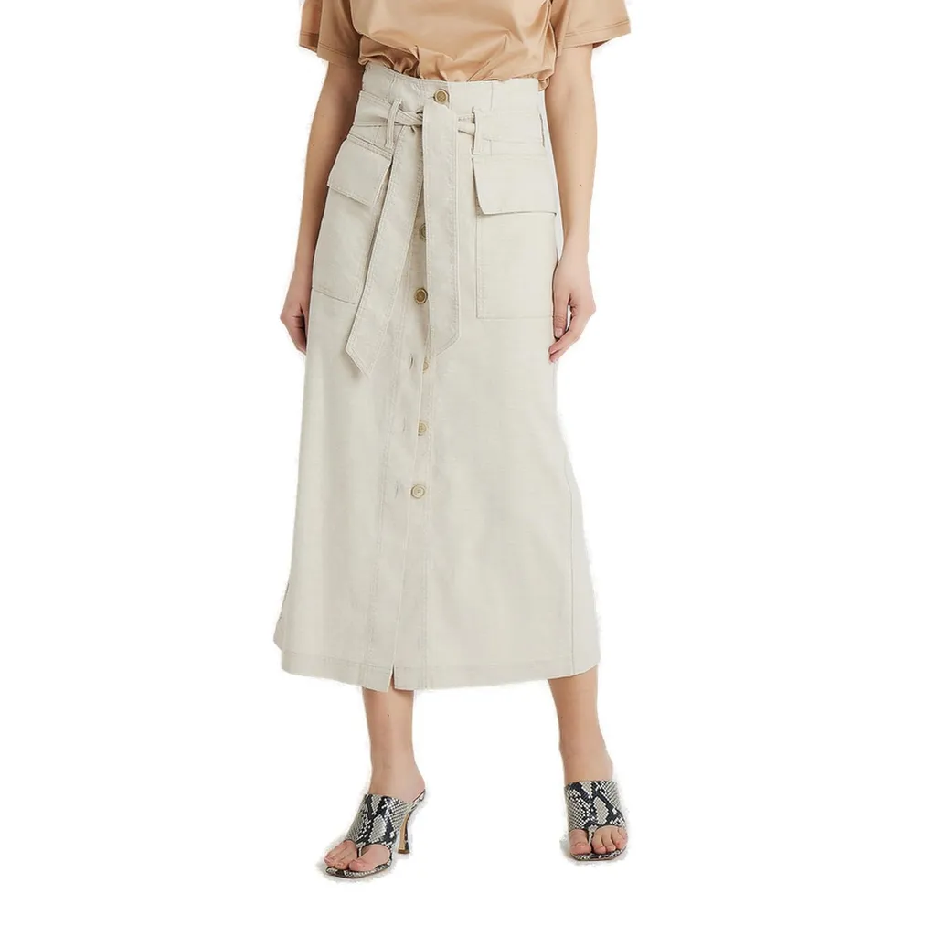 Belted Waist Midi Skirt
