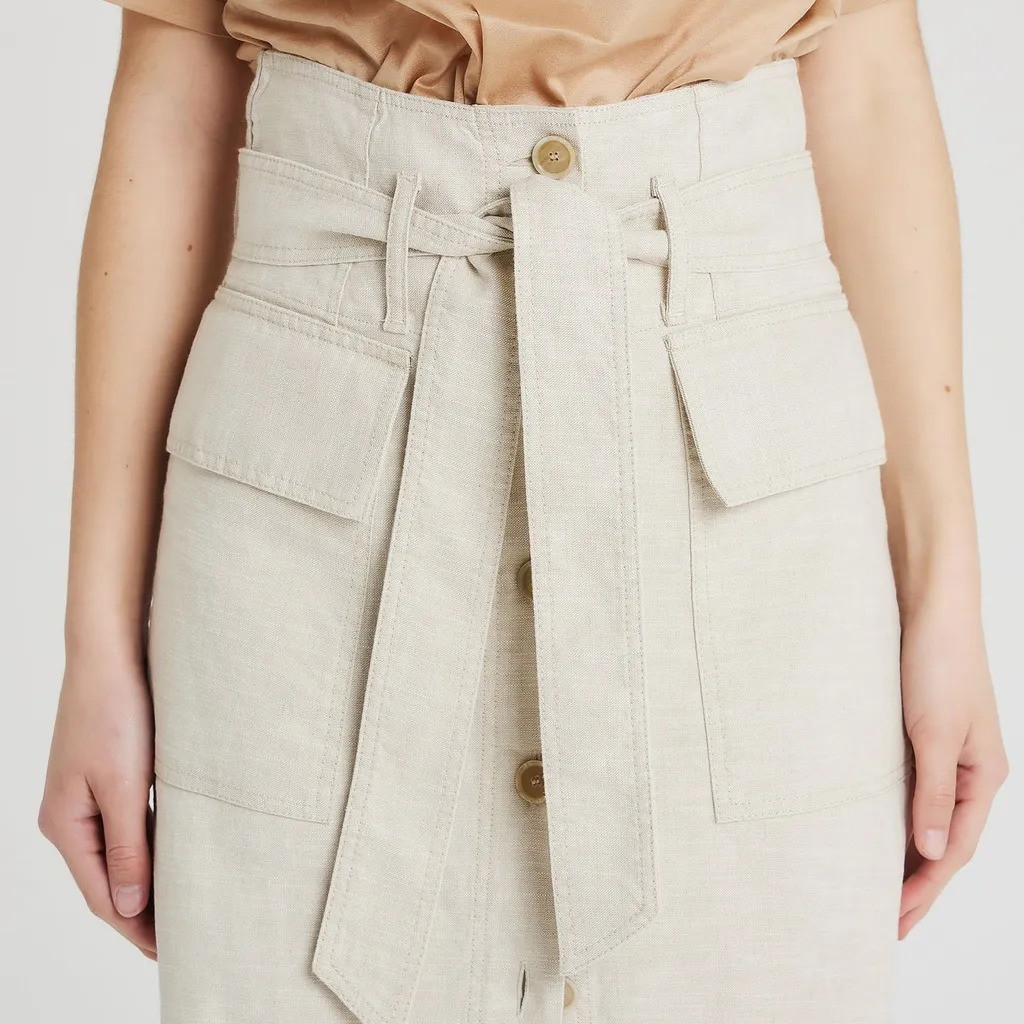 Belted Waist Midi Skirt