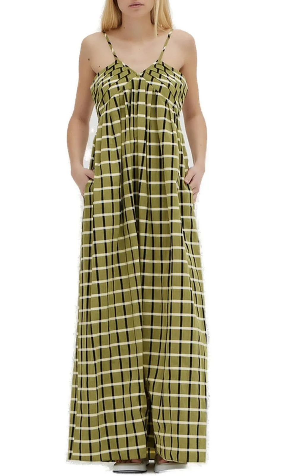 Checked Spaghetti Strap Maxi Dress