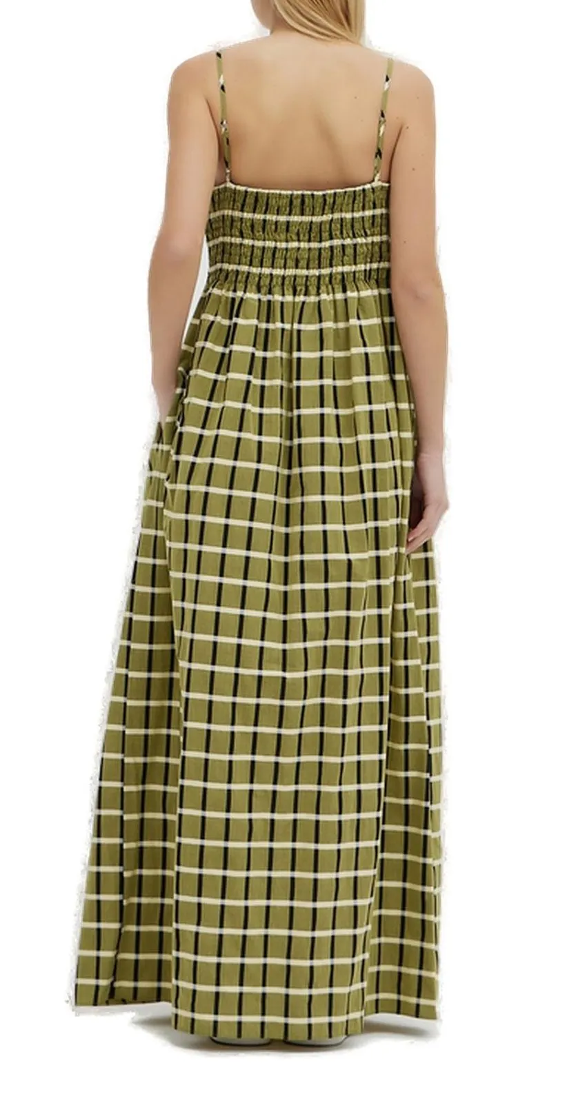 Checked Spaghetti Strap Maxi Dress
