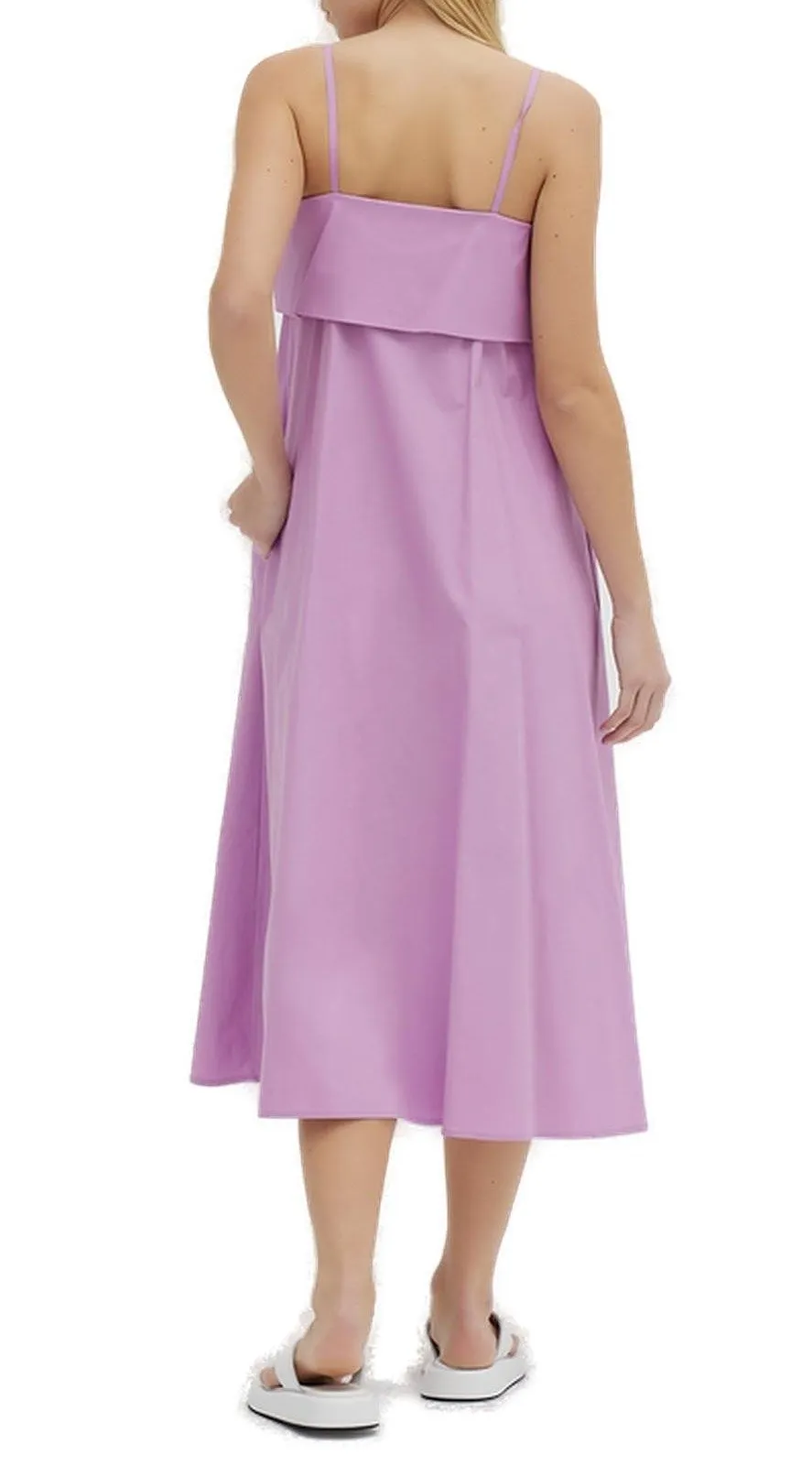 Buttoned Spaghetti Strap Midi Dress