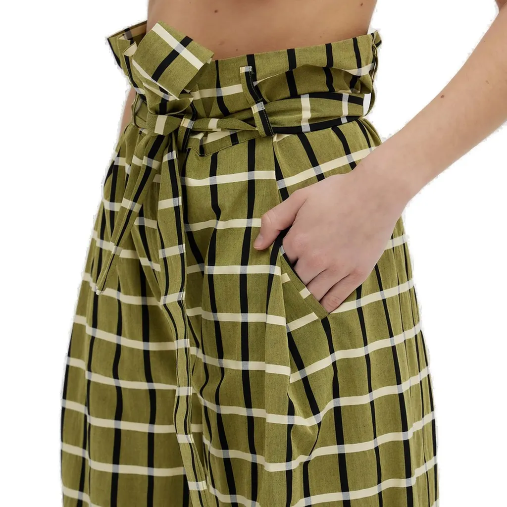 Checked Wide-Leg Pants