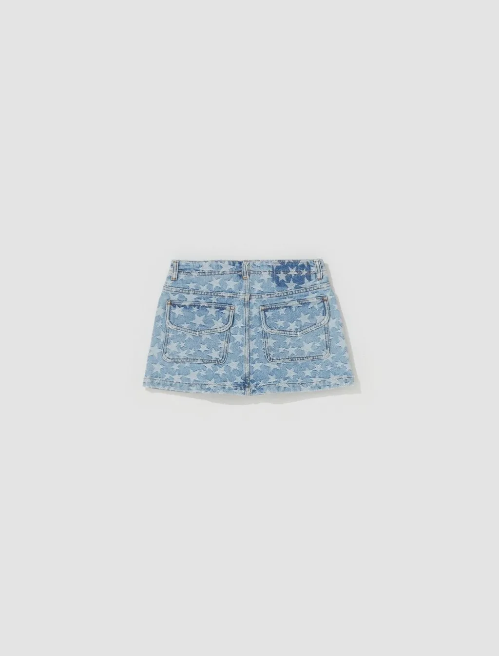 Star Embroidered Denim Skirt