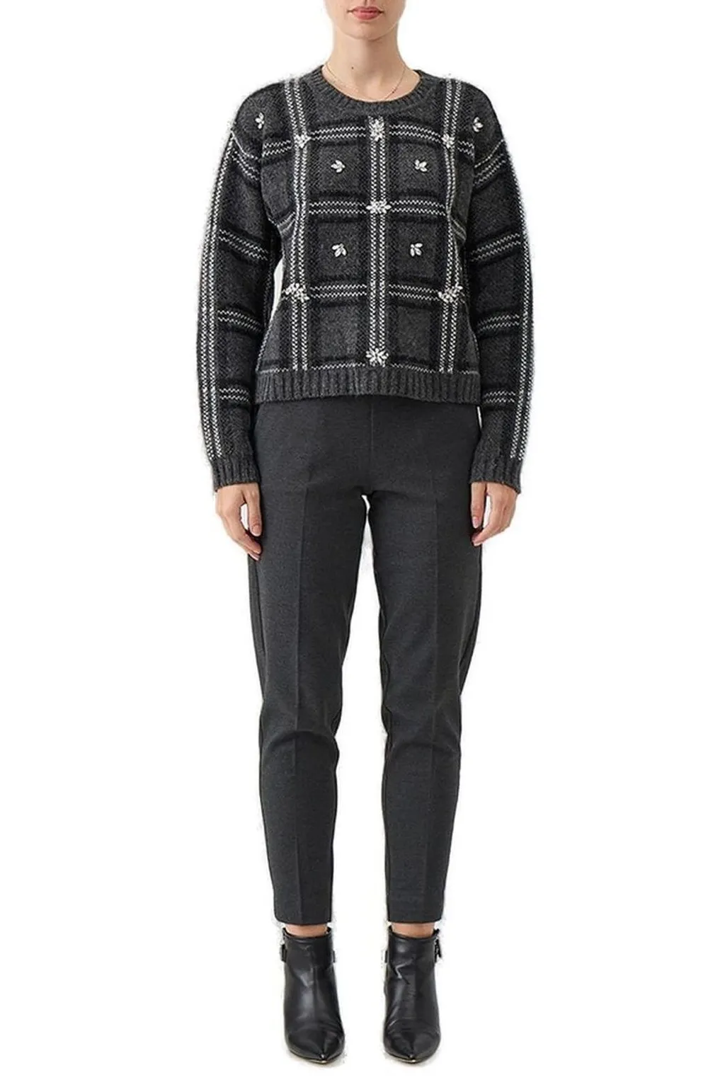 Embellished Plaid Jumper