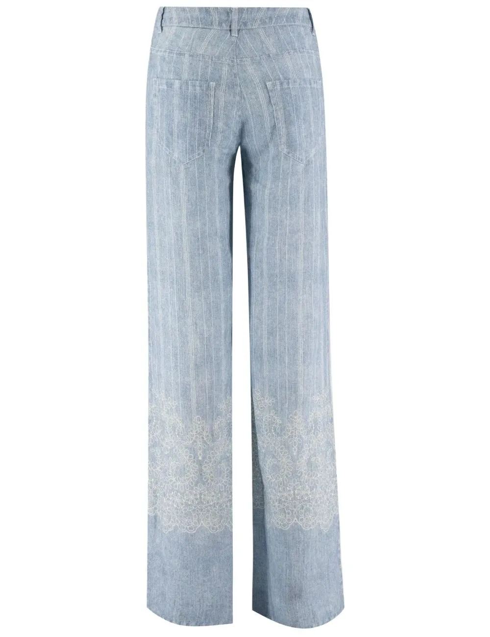 Striped Lace-Trim Pants