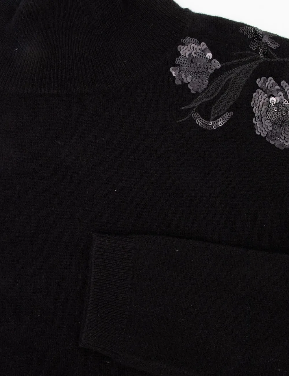 Floral Sequined Turtleneck Jumper