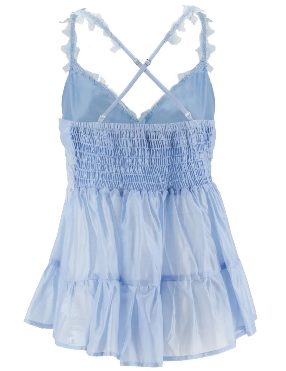 Lace-Detailed Voile Top