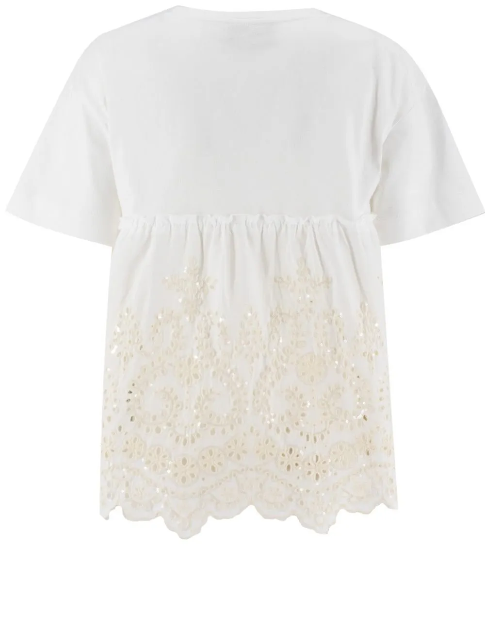 Lace-Detailed Crewneck T-Shirt