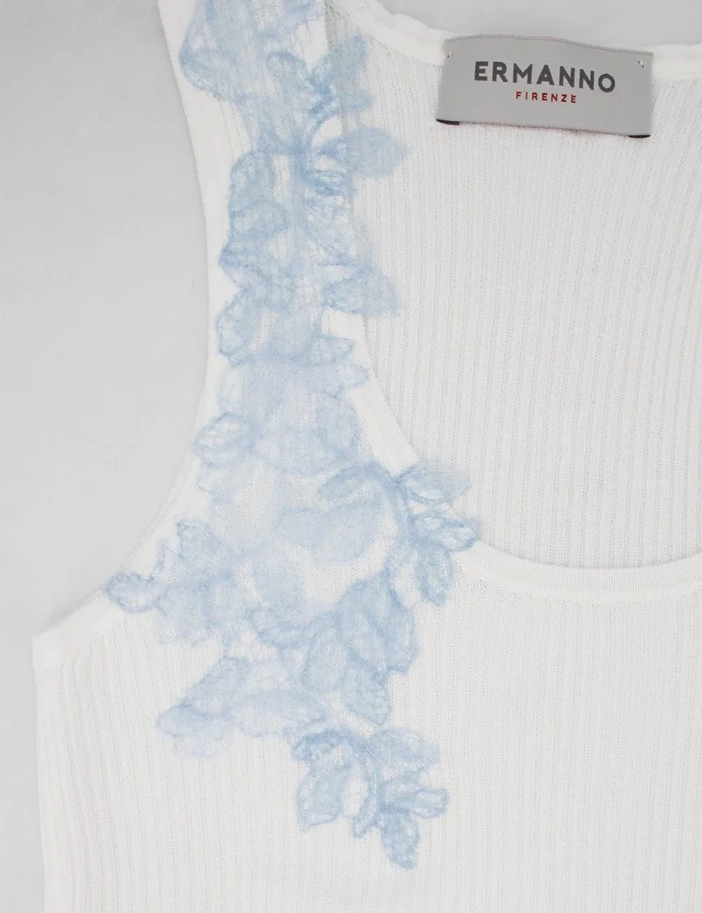 Lace Embroidery Ribbed Top